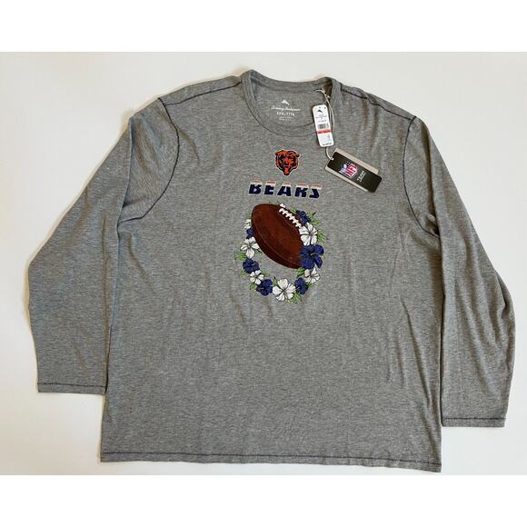 Tommy Bahama Gray Chicago Bears Sport Lei Pass Long Sleeve T-Shirt Mens Size 3XL - Picture 5 of 12